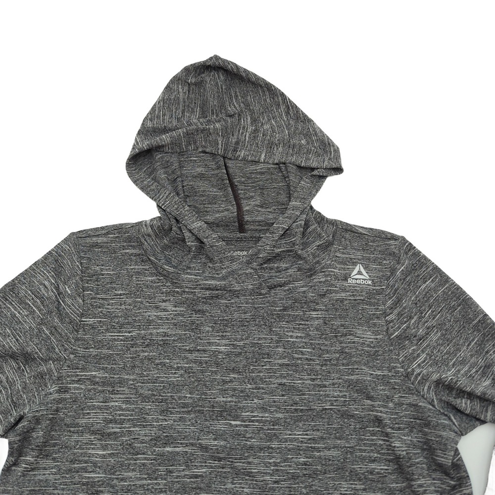 Reebok Mens Gray Space Dye Activewear Hoodie Long Sleeve Shirt Large RN117927